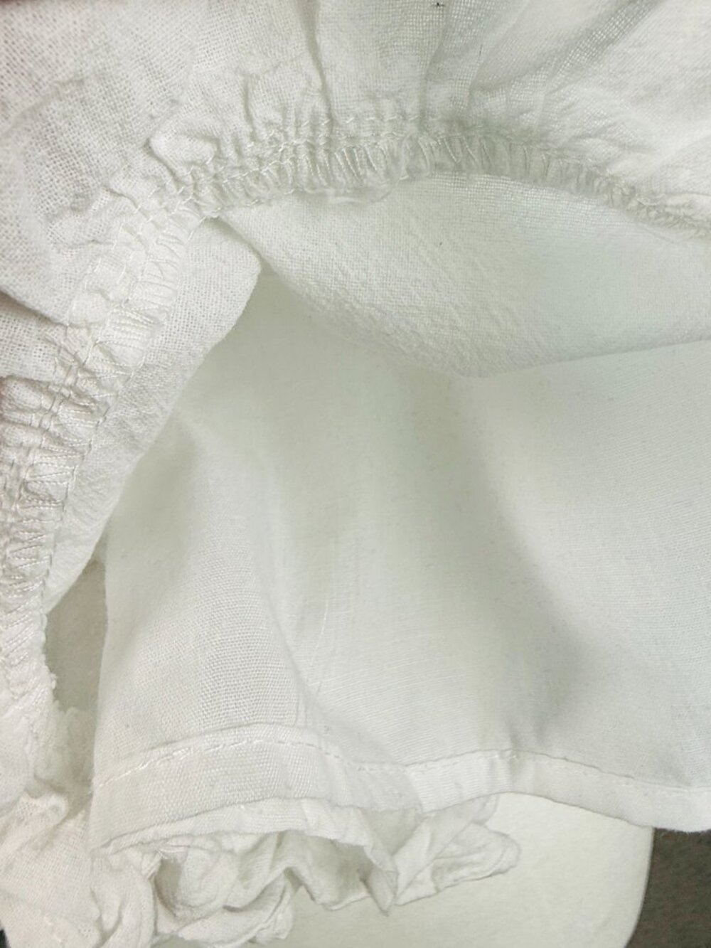 COMMENSE Pure 100% Cotton Ruffle Decor Shorts Set, Cream, Women's Size L - Picture 8 of 9